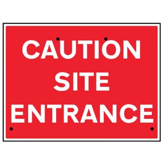 Caution site entrance, 600x450mm Re-Flex Sign (3mm reflective polypropylene) (6431)