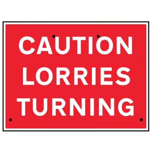 Caution lorries turning, 600x450mm Re-Flex Sign (3mm reflective polypropylene) (6438)