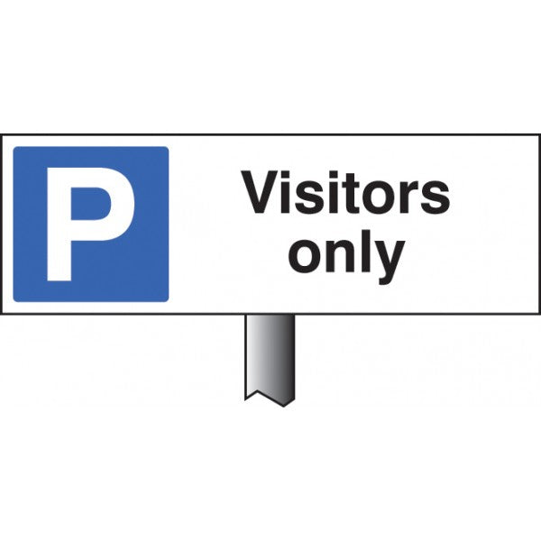 Parking visitors only verge sign 450x150mm (post 800mm) (6527)