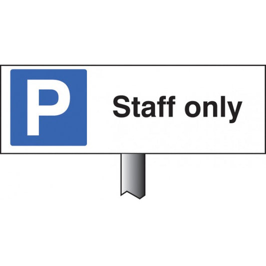 Parking staff only verge sign 450x150mm (post 800mm) (6529)