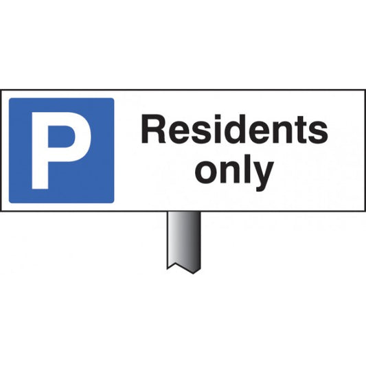 Parking residents only verge sign 450x150mm (post 800mm) (6531)