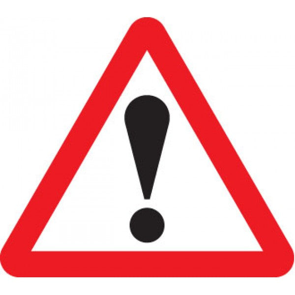 Warning ! 600mm triangle sign with text variant (6545)