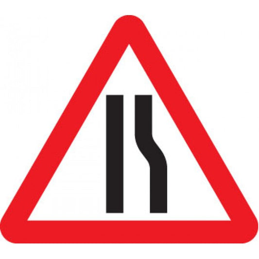 Road narrows right fold up 600mm triangle sign (6555)