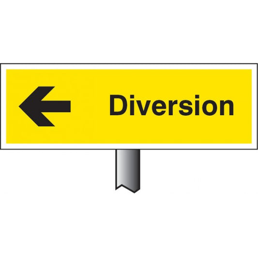 Verge sign - Diversion left 450x150mm (post 800mm) (6585)