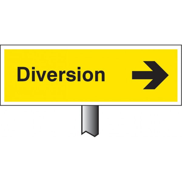 Verge sign - Diversion right 450x150mm (post 800mm) (6586)