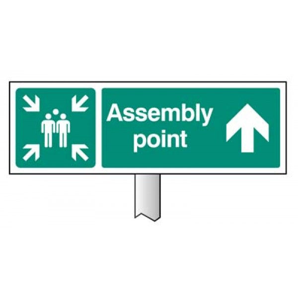 Verge sign - Assembly point straight on 450x150mm (post 800mm) (6592)