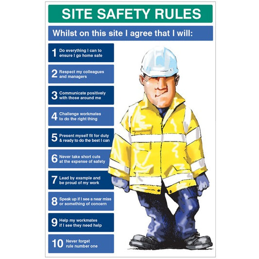 Site Safety Rules Whilst on site I agree to 600x900 5mm pvc (6599)