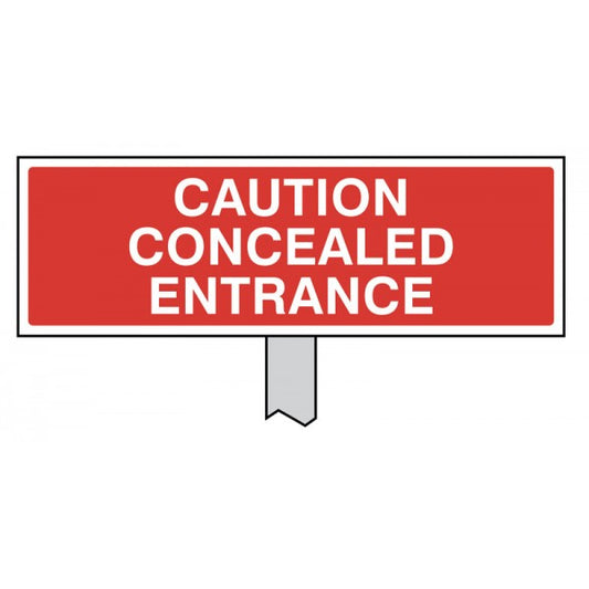 Caution concealed entrance verge sign 450x150mm (post 800mm) (7128)