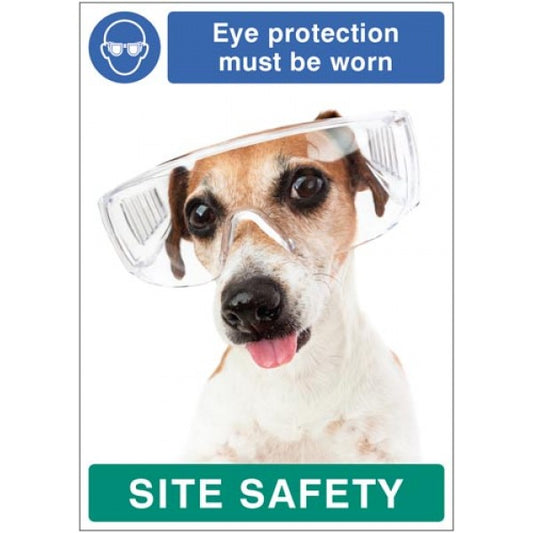 Eye protection must be worn - dog poster 420x594mm synthetic paper (7474)