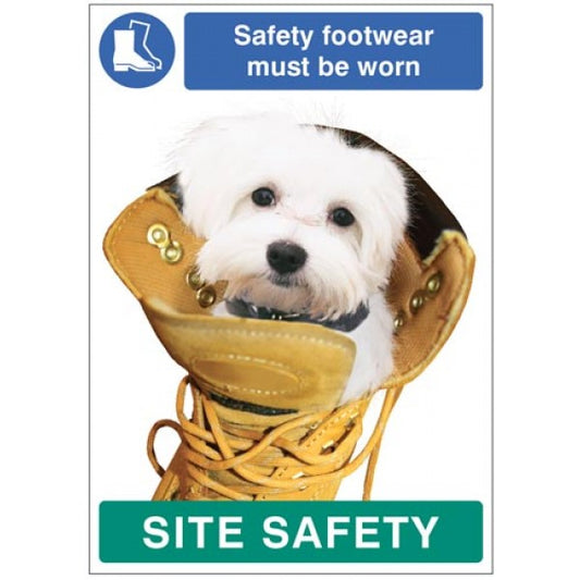 Safety footwear must be worn - dog poster 420x594mm synthetic paper (7479)