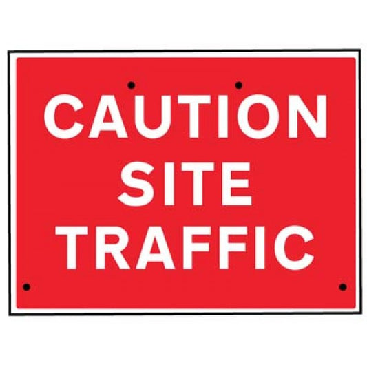 Caution site traffic, 600x450mm Re-Flex Sign (3mm reflective polypropylene) (7525)
