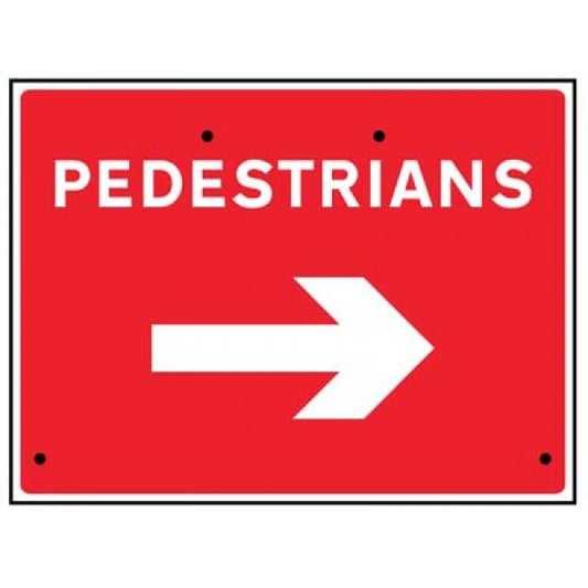 Pedestrians arrow right, 600x450mm Re-Flex Sign (3mm reflective polypropylene) (7561)