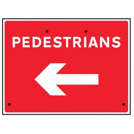 Pedestrians arrow left, 600x450mm Re-Flex Sign (3mm reflective polypropylene) (7563)