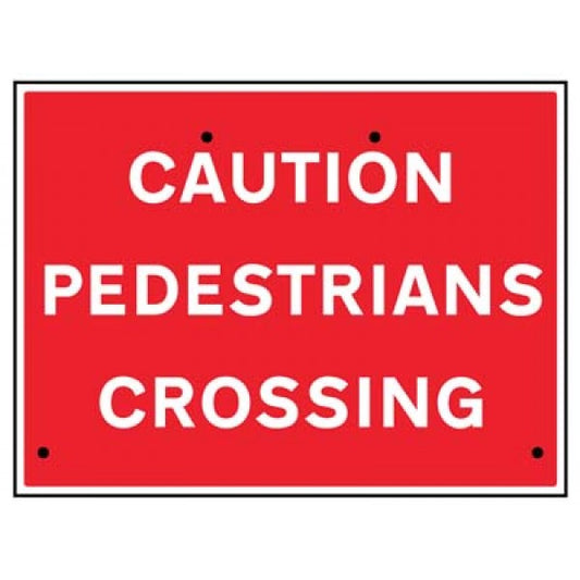 Caution pedestrians crossing, 600x450mm Re-Flex Sign (3mm reflective polypropylene) (7608)