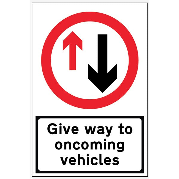 Give Way to Oncoming Traffic reflective fold up sign 900x600mm (7678)