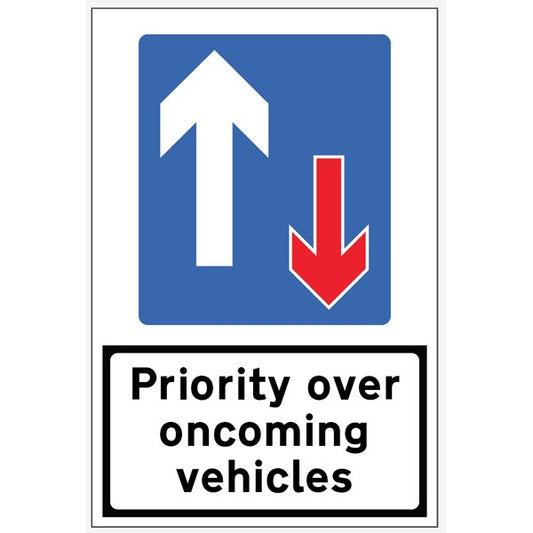 Priority over Oncoming Traffic reflective fold up sign 900x600mm (7679)