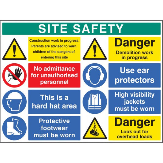 Site safety board 900x1200mm 5mm pvc (8037)