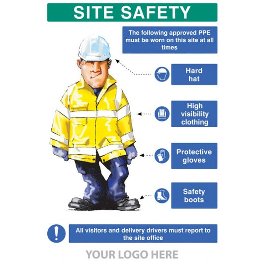 PPE requirement sign (Hat,Hivis,Gloves,Boots) (8050)