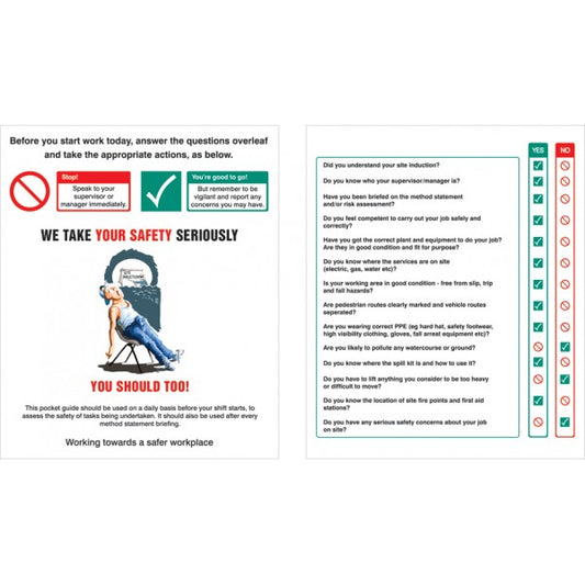 Pocket Guide Site safety induction (Pack of 10) 75x90mm (8055)