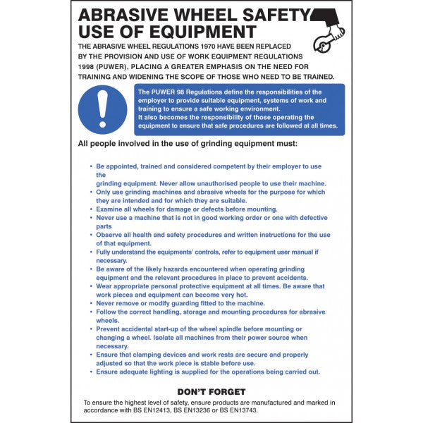 Abrasive wheel regulations poster (8125)