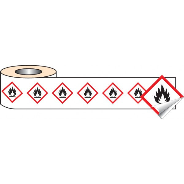 250 S/A labels 50x50mm GHS Label - Flammable (8142)