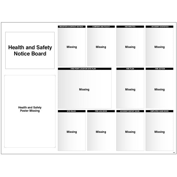 Site Notice Board with doc wallets (Health & Safety) 1430x1075 5mm pvc (8177)