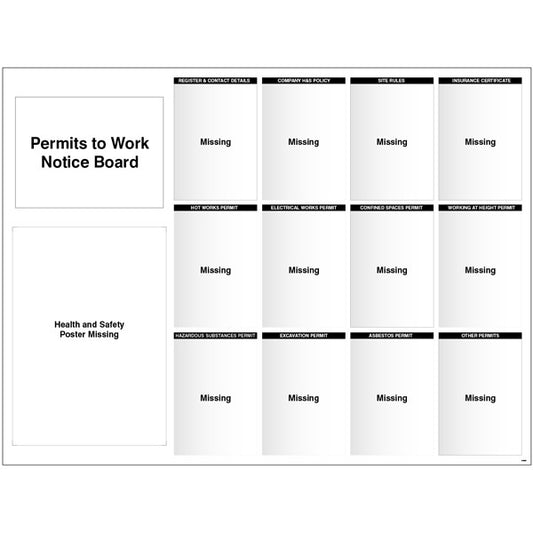 Site Notice Board with doc wallets (Permits to Work) 1430x1075 5mm pvc (8178)