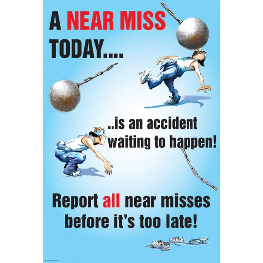 A near miss today poster 510x760mm synthetic paper (8183)