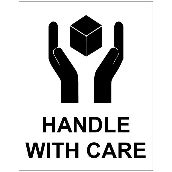 Handle With Care self adhesive labels 75x100mm - 250 per roll (8194)
