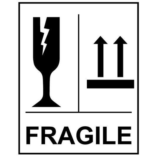 Fragile Glass This way up self adhesive labels 75x100mm - 250 per roll (8196)