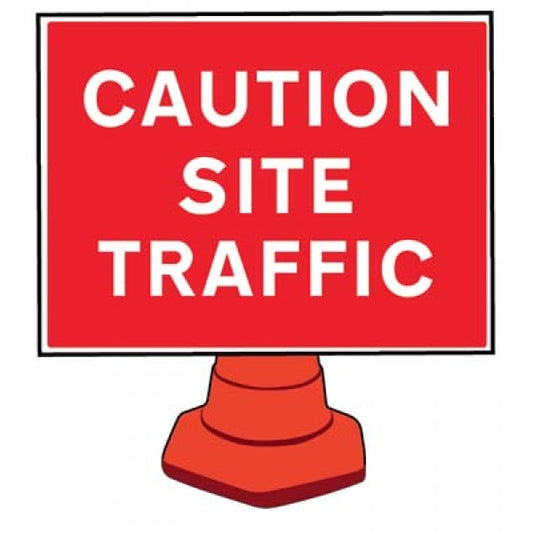 Caution site traffic reflective cone sign 600x450mm (cone not included) (8211)