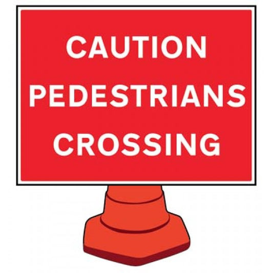 Caution pedestrians crossing reflective cone sign 600x450mm (cone not included) (8212)
