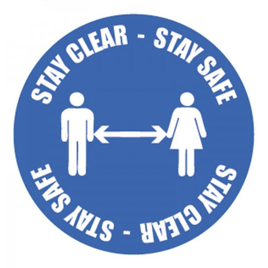 Stay clear Stay safe  floor graphic 400mm dia (8281)