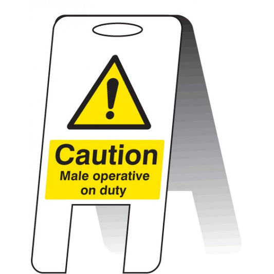 Caution male operative on duty (self standing folding sign) (8537)