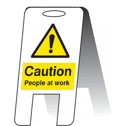 Caution people at work (self standing folding sign) (8559)