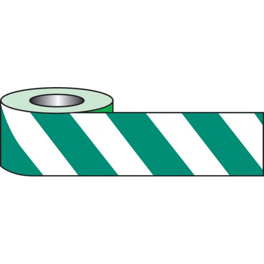 Self adhesive hazard tape 33m x 50mm - green/white (8631)