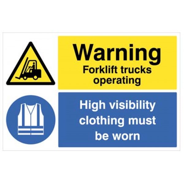 Warning forklifts operating Hi-vis clothing must be worn floor graphic 600x400mm (8881)