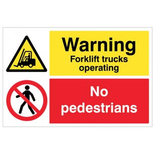 Warning forklift trucks operating no pedestrians floor graphic 600x400mm (8885)