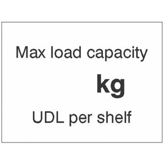 Max load capacity ___kg UDL per shelf, 100x75mm magnetic PVC (8907)