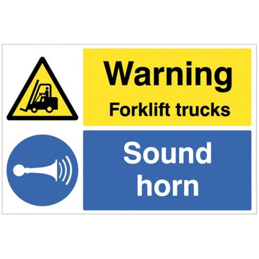 Warning forklift trucks sound horn floor graphic 600x400mm (8923)