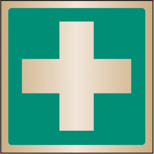 First aid symbol 100x100mm brass (9054)