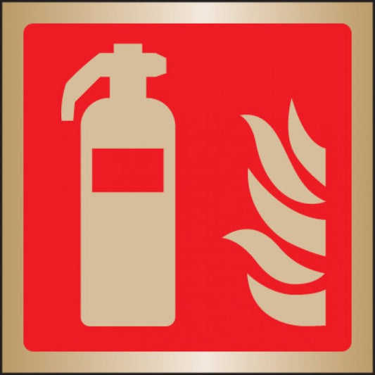 Extinguisher symbol 175x175mm brass (9102)