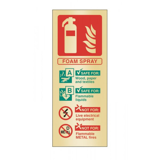 Foam spray extinguisher identification brass 75x200mm (9179)