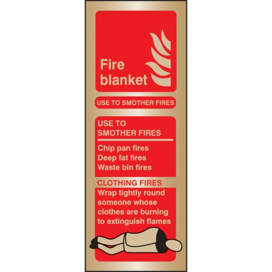 Fire blanket identification brass 75x200mm (9181)