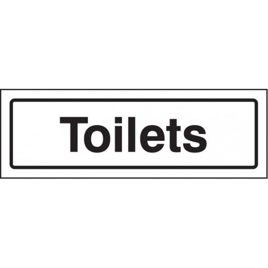 Toilets visual impact sign 5mm acrylic sign 450x150mm c/w stand off locators (9192)
