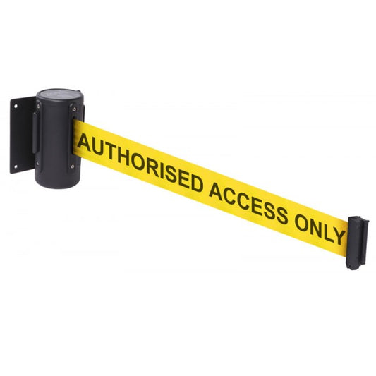 Wall mounted retractable barrier 3m AUTHORISED ACCESS ONLY (9499)