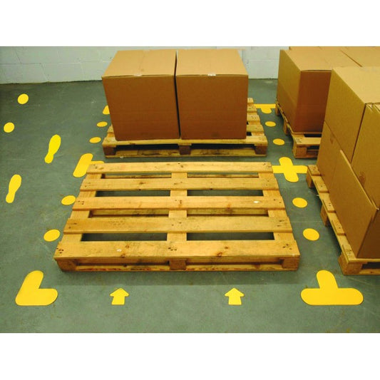 Floor Signal Markers  Feet 300x100mm (5 right, 5 left)   (Pack of 10) - Yellow (9507)