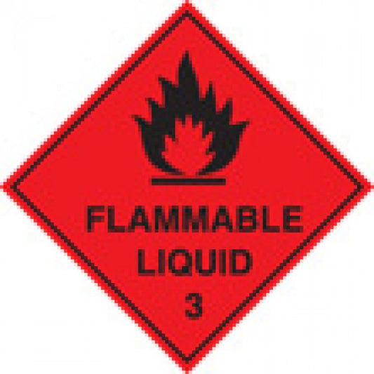 100 S/A labels 100x100mm flammable liquid 3 (9738)