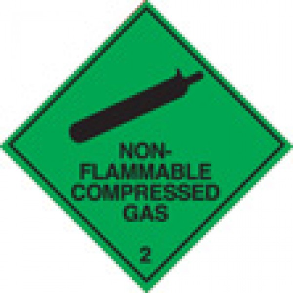 100 S/A labels 100x100mm non-flammable compressed gas 2 (9740)