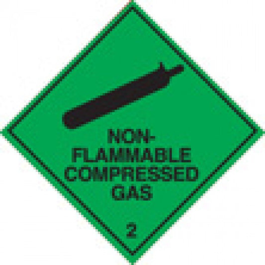 100 S/A labels 100x100mm non-flammable compressed gas 2 (9740)